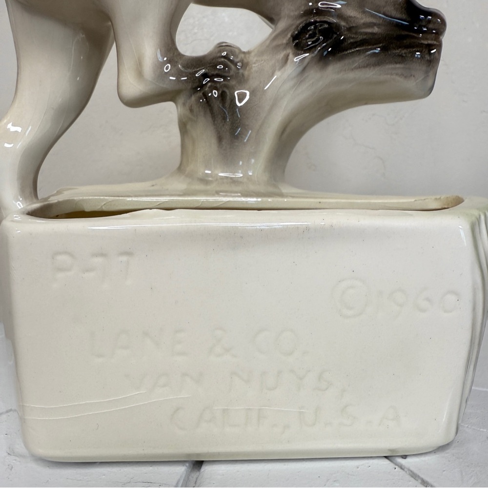 Vintage MCM 1960 Lane & Co Van Nuys CA P-77 Cougar Mountain Lion On Tree Planter - Picture 17 of 17